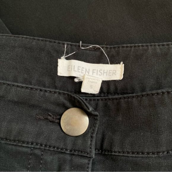 EILEEN FISHER Stretch Cotton Slim Ankle Pant in Graphite Black - S - Picture 7 of 8